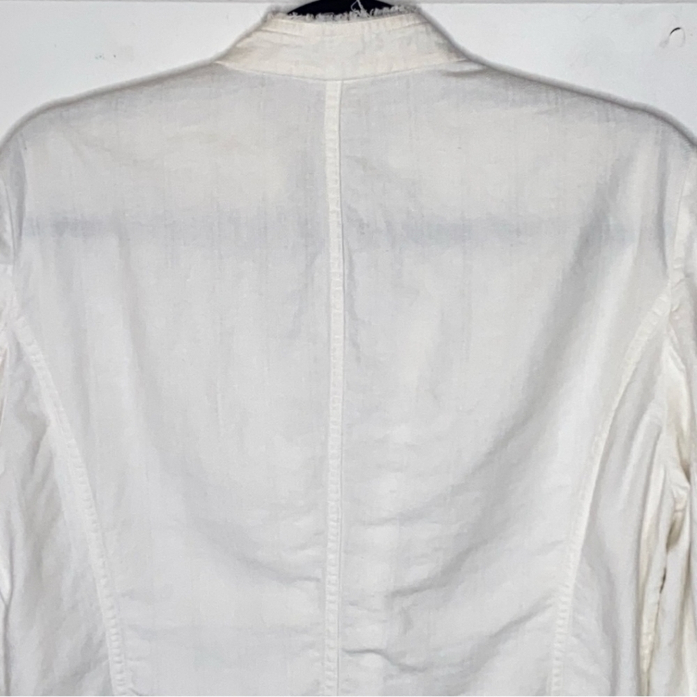 J. Jill  Linen Blend Fringe Trim Blazer Jacket In White Size 12 - Picture 5 of 11